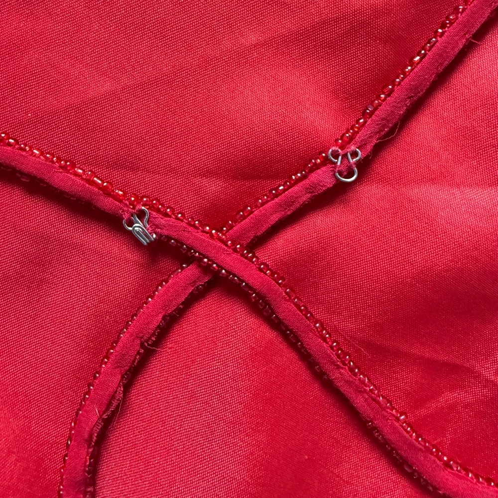 STENAY | Red Silk Beaded Open Back Gown Sz 4 - Picture 11 of 13